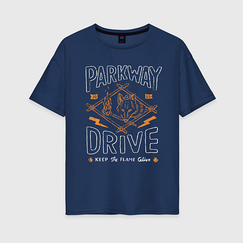 Женская футболка оверсайз Parkway Drive: Keep the flame alive / Тёмно-синий – фото 1