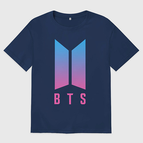 Женская футболка оверсайз BTS: Neon V / Тёмно-синий – фото 1