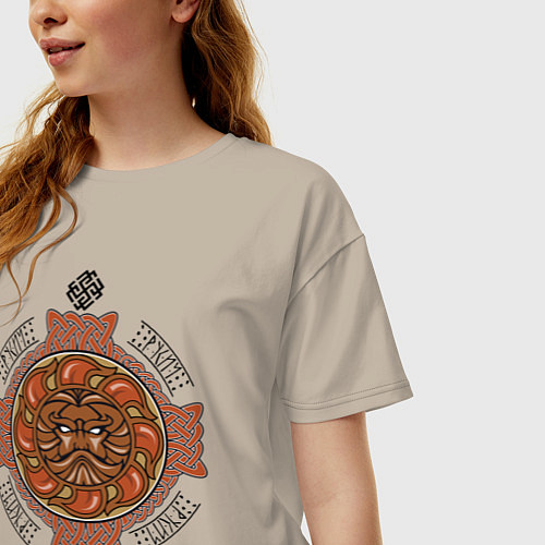 Женская футболка оверсайз РУСИЧ / Миндальный – фото 3