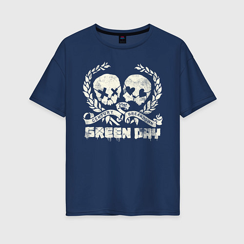 Женская футболка оверсайз Green Day: Skulls Love / Тёмно-синий – фото 1