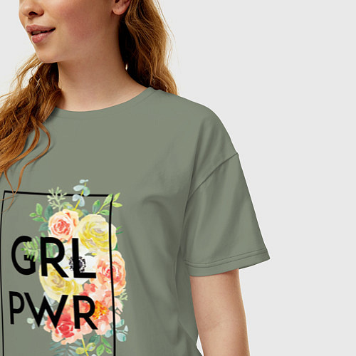 Женская футболка оверсайз GRL PWR / Авокадо – фото 3