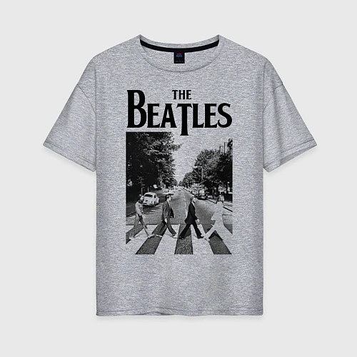 Женская футболка оверсайз The Beatles: Mono Abbey Road / Меланж – фото 1
