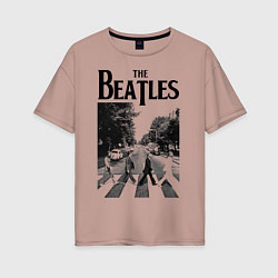 Футболка оверсайз женская The Beatles: Mono Abbey Road, цвет: пыльно-розовый