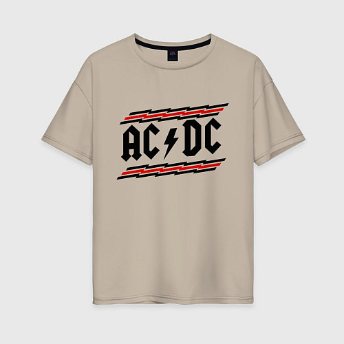 Женская футболка оверсайз AC/DC Voltage / Миндальный – фото 1