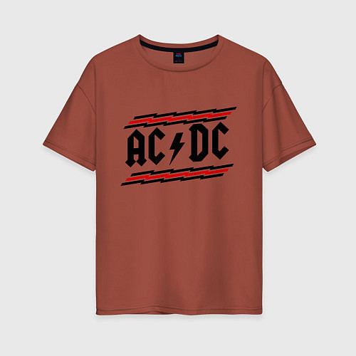 Женская футболка оверсайз AC/DC Voltage / Кирпичный – фото 1