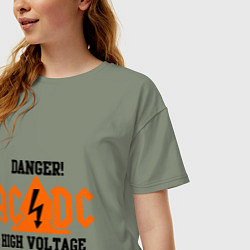 Футболка оверсайз женская AC/DC: High Voltage, цвет: авокадо — фото 2