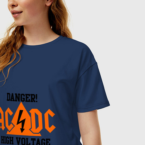 Женская футболка оверсайз AC/DC: High Voltage / Тёмно-синий – фото 3