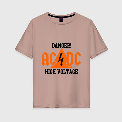 Женская футболка оверсайз AC/DC: High Voltage / Пыльно-розовый – фото 1