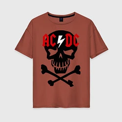 Женская футболка оверсайз AC/DC Skull