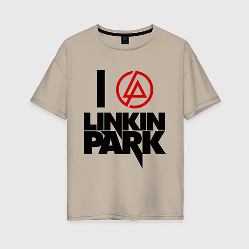 Женская футболка оверсайз I love Linkin Park / Миндальный – фото 1