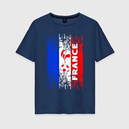 Женская футболка оверсайз France Team / Тёмно-синий – фото 1