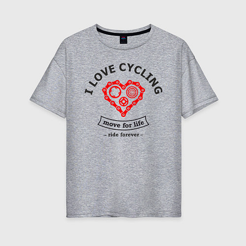 Женская футболка оверсайз I Love Cycling / Меланж – фото 1