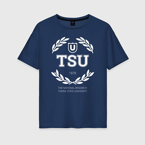 Женская футболка оверсайз TSU / Тёмно-синий – фото 1