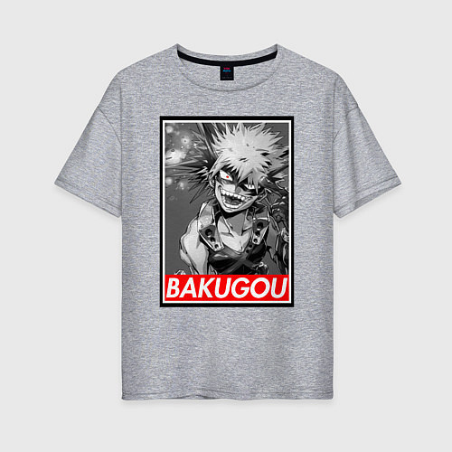 Женская футболка оверсайз BAKUGOU monochrome / Меланж – фото 1