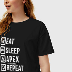 Футболка оверсайз женская Eat, Sleep, Apex, Repeat, цвет: черный — фото 2