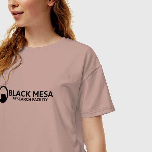 Женская футболка оверсайз Black Mesa: Research Facility / Пыльно-розовый – фото 3