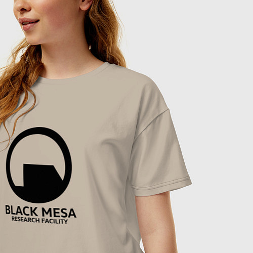 Женская футболка оверсайз Black Mesa: Research Facility / Миндальный – фото 3