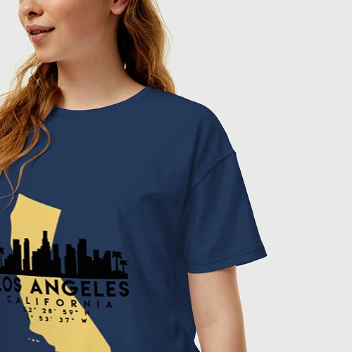 Женская футболка оверсайз Лос-Анджелес - США / Тёмно-синий – фото 3