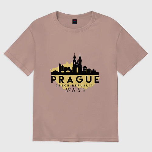 Женская футболка оверсайз Прага - Чехия / Пыльно-розовый – фото 1