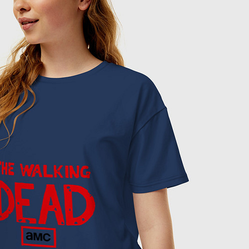 Женская футболка оверсайз The walking Dead AMC / Тёмно-синий – фото 3