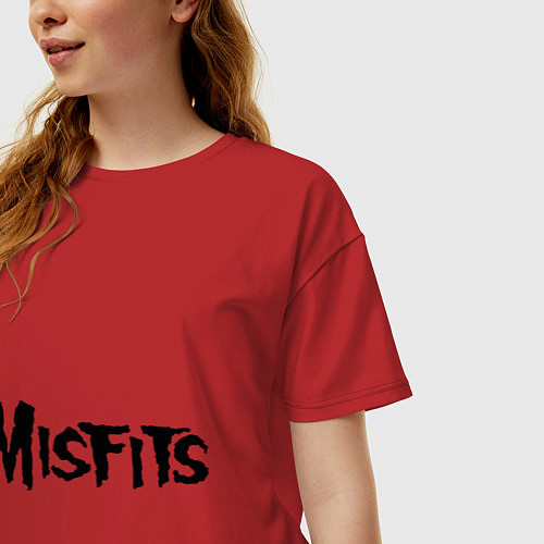 Женская футболка оверсайз Misfits logo / Красный – фото 3