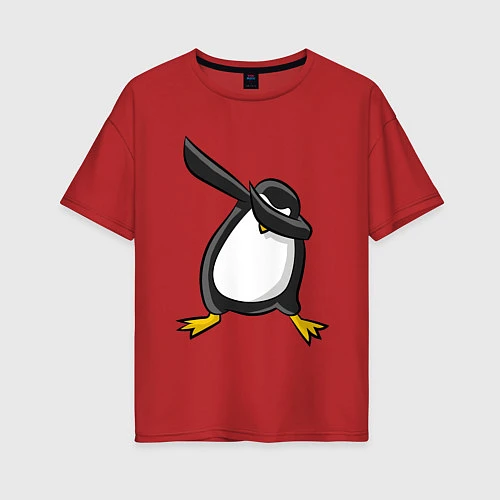 Женская футболка оверсайз DAB Pinguin / Красный – фото 1