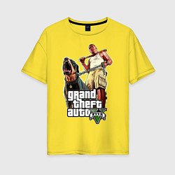 Футболка оверсайз женская GTA 5: Man & Dog, цвет: желтый