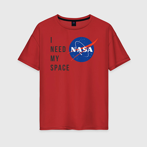 Женская футболка оверсайз Nasa i need my space / Красный – фото 1