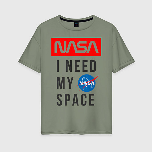 Женская футболка оверсайз Nasa i need my space / Авокадо – фото 1