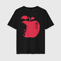 Футболка оверсайз женская Тетрадь Смерти - Рюк и яблоко, цвет: черный