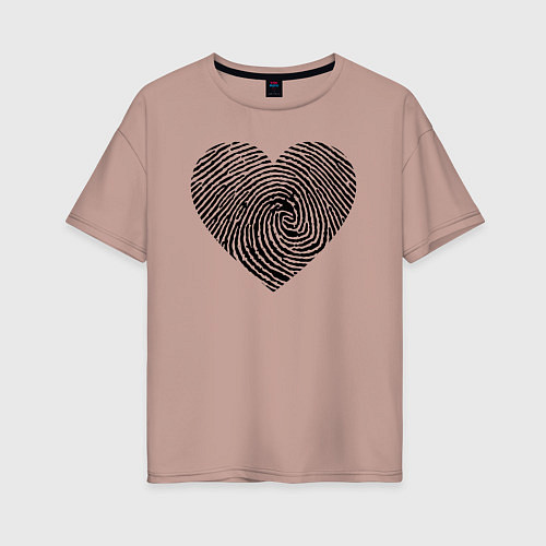 Женская футболка оверсайз След на сердце / Пыльно-розовый – фото 1