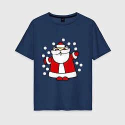 Женская футболка оверсайз Дед мороз в снегу