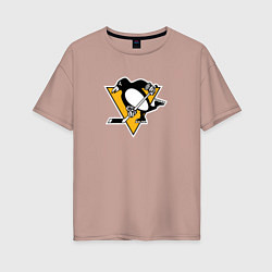 Футболка оверсайз женская Pittsburgh Penguins: Evgeni Malkin, цвет: пыльно-розовый