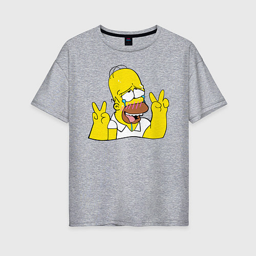 Женская футболка оверсайз Homer Ahegao / Меланж – фото 1