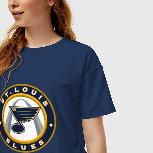 Женская футболка оверсайз St Louis Blues / Тёмно-синий – фото 3