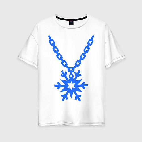 Женская футболка оверсайз Снежинка не цепочке / Белый – фото 1