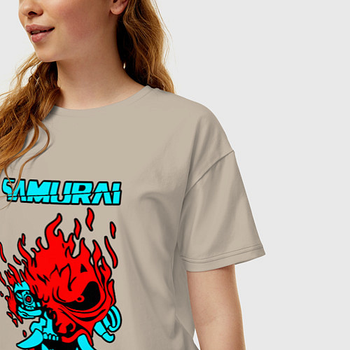 Женская футболка оверсайз SAMURAI KEANU REEVES / Миндальный – фото 3