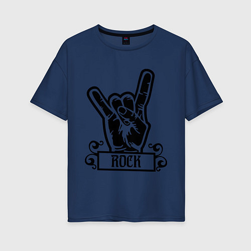 Женская футболка оверсайз Rock Addicted / Тёмно-синий – фото 1