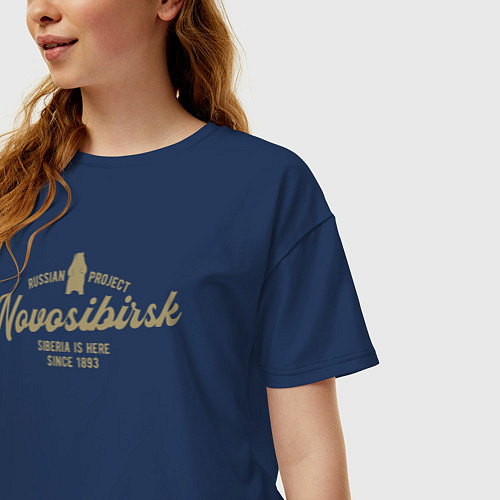 Женская футболка оверсайз Новосибирск Сибирь здесь / Тёмно-синий – фото 3