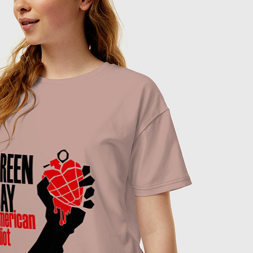 Женская футболка оверсайз Green Day: American idiot / Пыльно-розовый – фото 3