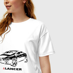 Футболка оверсайз женская Mitsubishi lancer, цвет: белый — фото 2