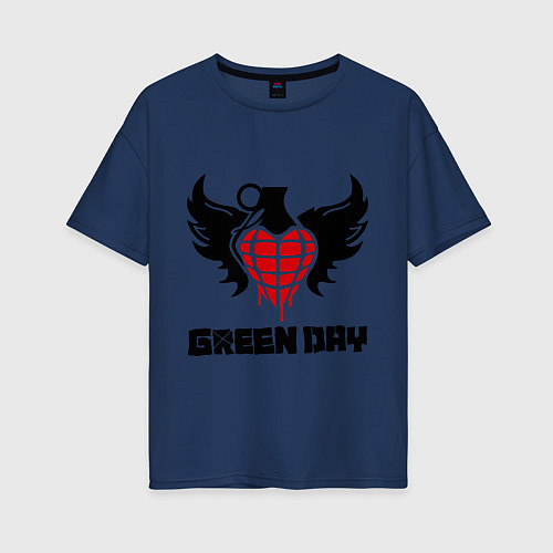 Женская футболка оверсайз Green Day: Wings / Тёмно-синий – фото 1