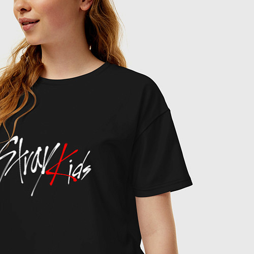 Женская футболка оверсайз STRAY KIDS FELIX / Черный – фото 3