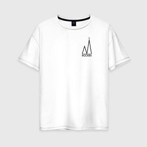 Женская футболка оверсайз Москва-чёрный логотип / Белый – фото 1