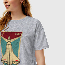 Футболка оверсайз женская Буран космический корабль СССР, цвет: меланж — фото 2