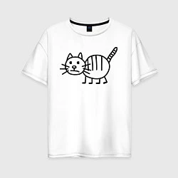 Женская футболка оверсайз Рисунок кота