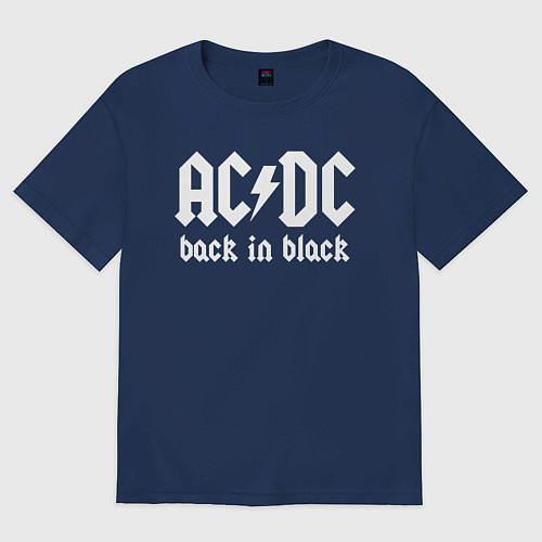 Женская футболка оверсайз ACDC BACK IN BLACK / Тёмно-синий – фото 1