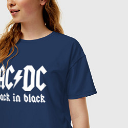 Футболка оверсайз женская ACDC BACK IN BLACK, цвет: тёмно-синий — фото 2