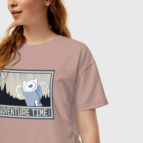 Женская футболка оверсайз Adventure time / Пыльно-розовый – фото 3