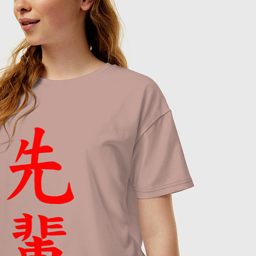 Женская футболка оверсайз SENPAI / Пыльно-розовый – фото 3
